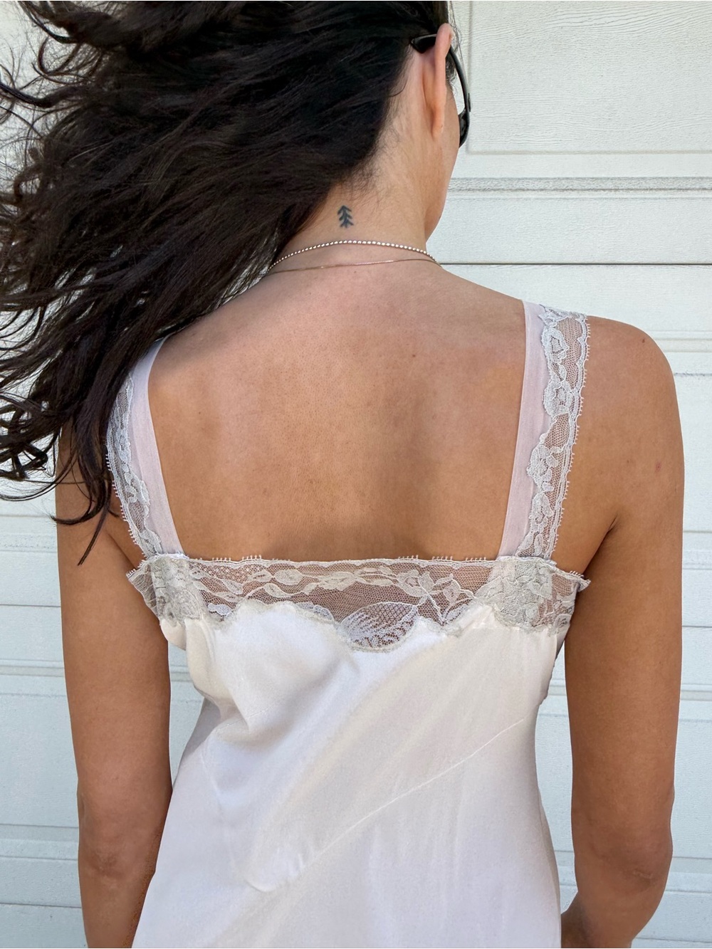 Vintage 60s Nightgown Maxi Slip Dress Lace-Trim Long Chemise Slip in Cream Ecru - Picture 8 of 14
